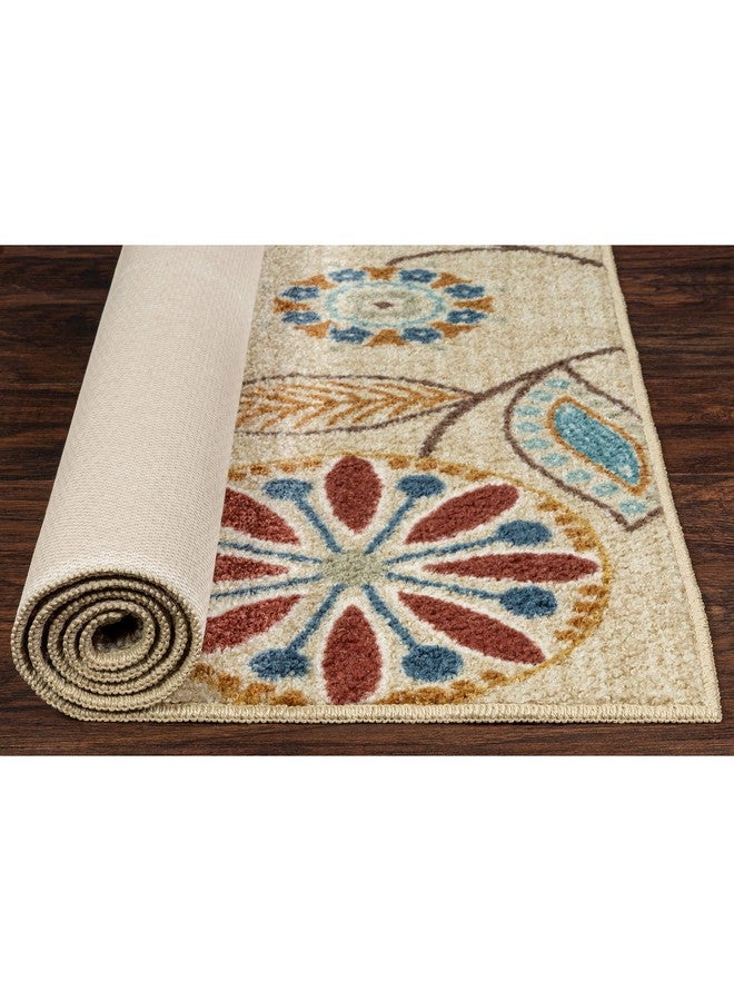 Maples Rugs سجادة مابلز روجز ريجى الزهرية - مصنوعة في الولايات المتحدة - سجادة داخلية قابلة للغسل وغير قابلة للانزلاق للمطبخ، الممر، وغرفة الغسيل، 2' x 6'، بيج - Image 5