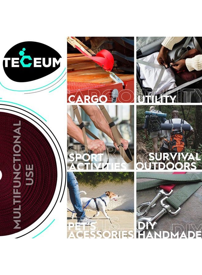 TECEUM 1 Inch Webbing – Burgundi – 10 Yards – 1” Webbing for Outdoors Indoors Crafting DIY nw - Image 4