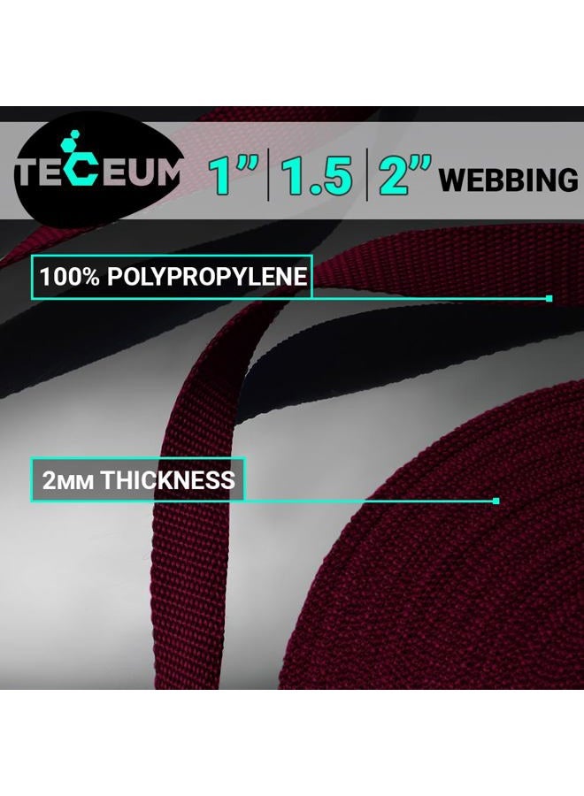 TECEUM 1 Inch Webbing – Burgundi – 10 Yards – 1” Webbing for Outdoors Indoors Crafting DIY nw - Image 2