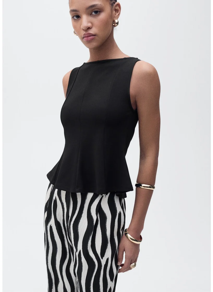 MANGO Peplum Top With Seam Detail