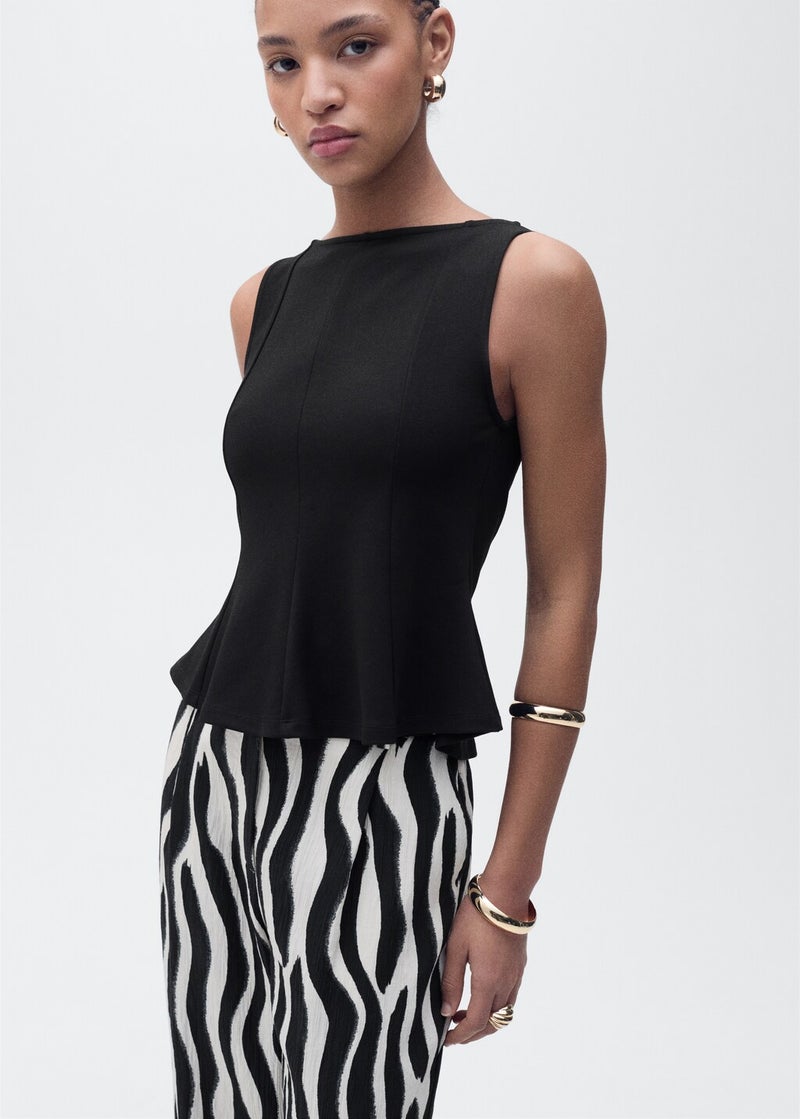 MANGO Peplum Top With Seam Detail  - Image 1