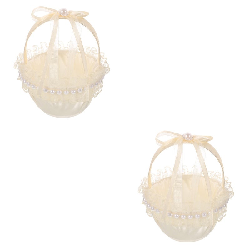 2pcs Flower Girl Basket Elegant Wedding Petal Basket Wedding Supply Wedding Decor Flower Basket - Image 2