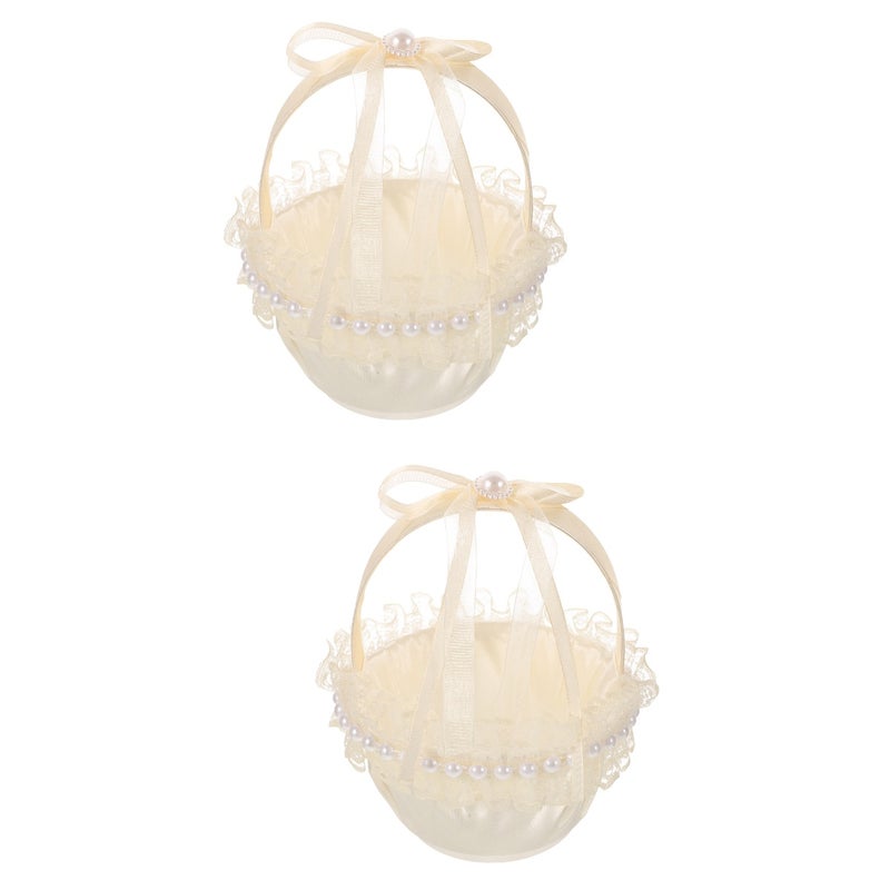 2pcs Flower Girl Basket Elegant Wedding Petal Basket Wedding Supply Wedding Decor Flower Basket - Image 1