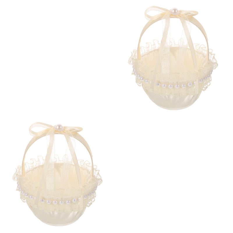2pcs Flower Girl Basket Elegant Wedding Petal Basket Wedding Supply Wedding Decor Flower Basket - Image 5