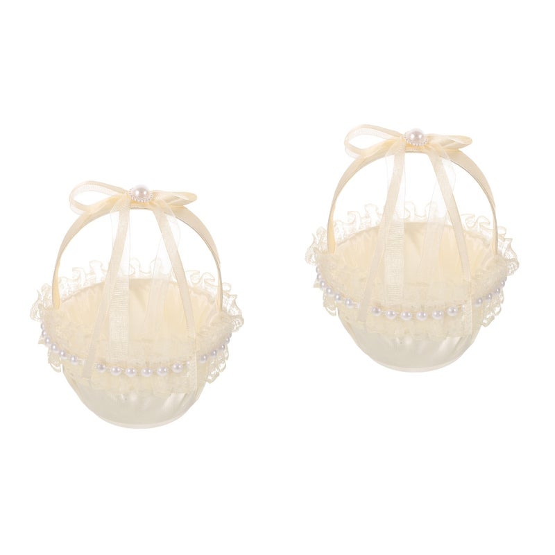 2pcs Flower Girl Basket Elegant Wedding Petal Basket Wedding Supply Wedding Decor Flower Basket - Image 4