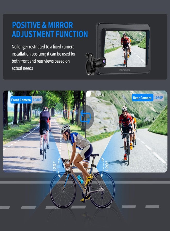PARKVISION Bicycle Rear View Camera Recorder with Parasol, 1080P Bicycle Handlebar with 4.3" HD Monitor, 64GB TF Card, E-Bike Camera with 110° Angle Camera - Image 4