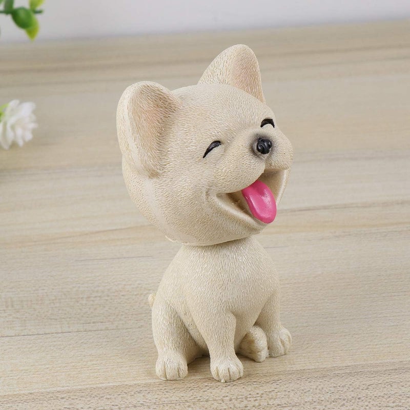 comfrt Car Shaking Dog Adornments Car Bobbleheads Shake Head Toy Cute Resin Craftwork Baking Cake Decorations for Home Car French Bulldog Style Party Favor - Image 4