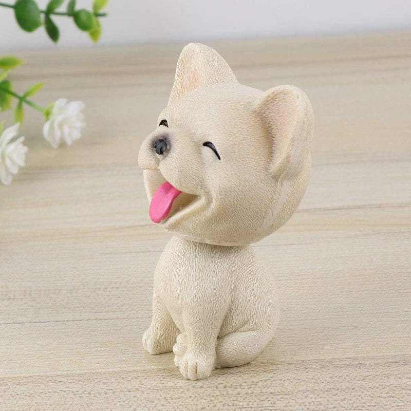 comfrt Car Shaking Dog Adornments Car Bobbleheads Shake Head Toy Cute Resin Craftwork Baking Cake Decorations for Home Car French Bulldog Style Party Favor - Image 2