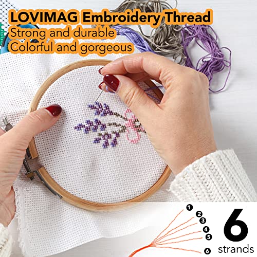 LOVIMAG Embroidery Thread Floss 60 Colors Skeins Friendship Bracelet String Making Bracelets Cross Stitch Kit Supplies Thin Yarn Sewing Patterns Cotton Strings Crochet Braces Wrap Rainbow Crafts - Image 3