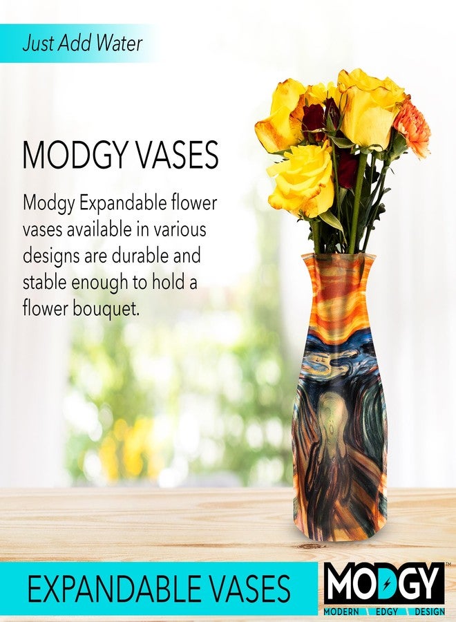 MODGY Expandable Flower Vase, Plastic Decorative Modern Vases for Flowers Centerpieces Dining Table Decor Living Room Bathroom Wedding Office, Edvard Munch - The Scream Multi-Colors - Image 2