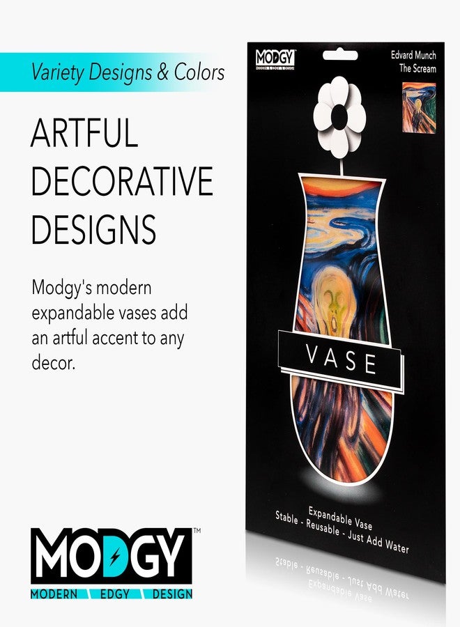 MODGY Expandable Flower Vase, Plastic Decorative Modern Vases for Flowers Centerpieces Dining Table Decor Living Room Bathroom Wedding Office, Edvard Munch - The Scream Multi-Colors - Image 5