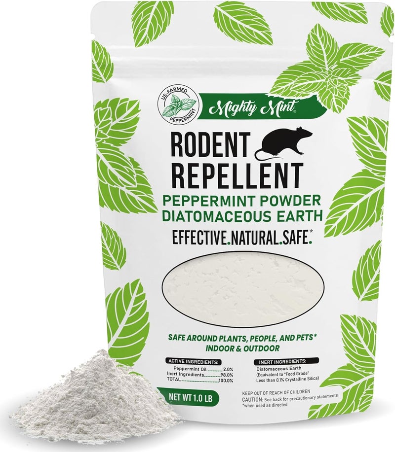 Mighty Mint Rodent Repellent, Diatomaceous Earth Peppermint Pest Powder, 1 lb - Image 1