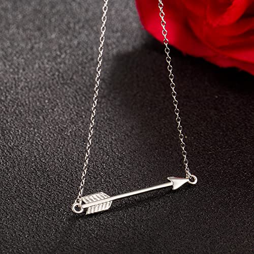 Dankadi Chic 925 Sterling Silver Cupid's Arrow Pendant Necklace Women Dainty Arrow Initial Choker 18 inch Silver/Gold Fine Jewelry Gift For Her (Silver) - Image 4