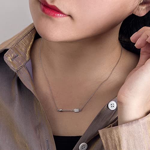 Dankadi Chic 925 Sterling Silver Cupid's Arrow Pendant Necklace Women Dainty Arrow Initial Choker 18 inch Silver/Gold Fine Jewelry Gift For Her (Silver) - Image 3