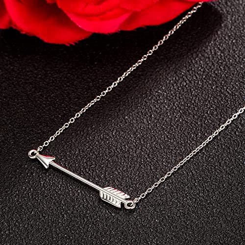 Dankadi Chic 925 Sterling Silver Cupid's Arrow Pendant Necklace Women Dainty Arrow Initial Choker 18 inch Silver/Gold Fine Jewelry Gift For Her (Silver) - Image 5