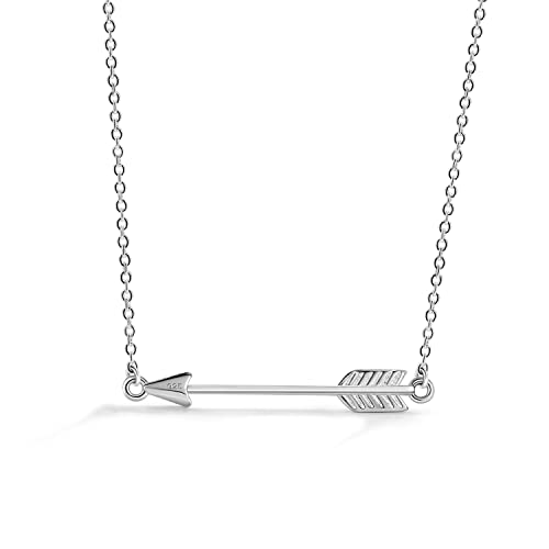 Dankadi Chic 925 Sterling Silver Cupid's Arrow Pendant Necklace Women Dainty Arrow Initial Choker 18 inch Silver/Gold Fine Jewelry Gift For Her (Silver) - Image 1