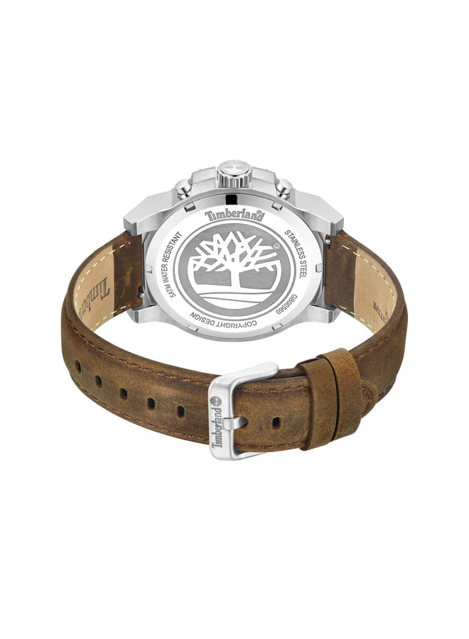 Timberland Men's Fast Strike 46 mm Men's Multifunction Watch Green Dial  & Brown Leather Strap