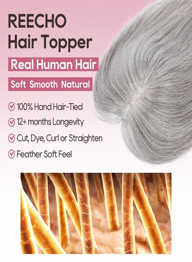 ريتشو وصلات شعر ريتشو للنساء من شعر بشري طبيعي، وصلات شعر بشري سلسة مع غرة، وصلات شعر بمشابك ثلاثية الأبعاد بزاوية 360 درجة مع غرة للاستخدام اليومي، رمادي - Image 2