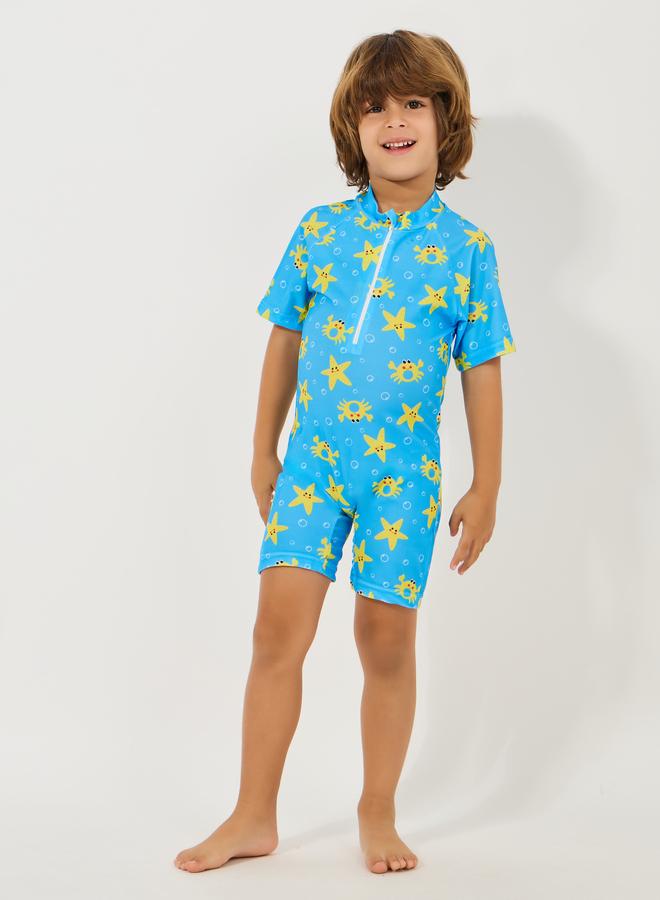 Styli Styli  Starfish Print Zip Detail Swimsuit  - Image 1