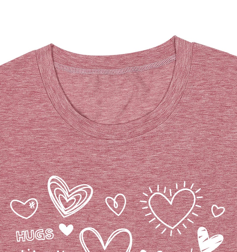 PECHAR Valentines Day Shirt for Women Cute Love Heart Tshirts Graphic Valentine Gift Tee Casual Hearts Tops A Pink - Image 5