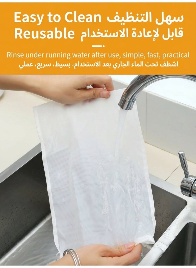 5 قطع أكياس تصفية حليب الجوز الغذاء الصف 200 ميكرون كيس فلتر نايلون 20×30 سم قابلة لإعادة الاستخدام لتصفية حليب الصويا والعصير والقهوة والشاي - Image 4