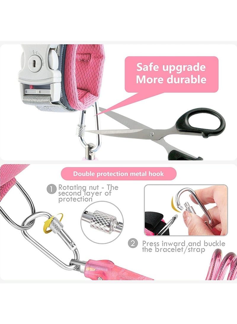 NNEWVANTE - Toddler Safety Harness Walking Leash, Anti Lost Wrist Link, Child Leash Secure Harness with Key Lock, Safety Wrist Leash for Kids Baby Boys and Girls 5 feet(Pink) - Image 1