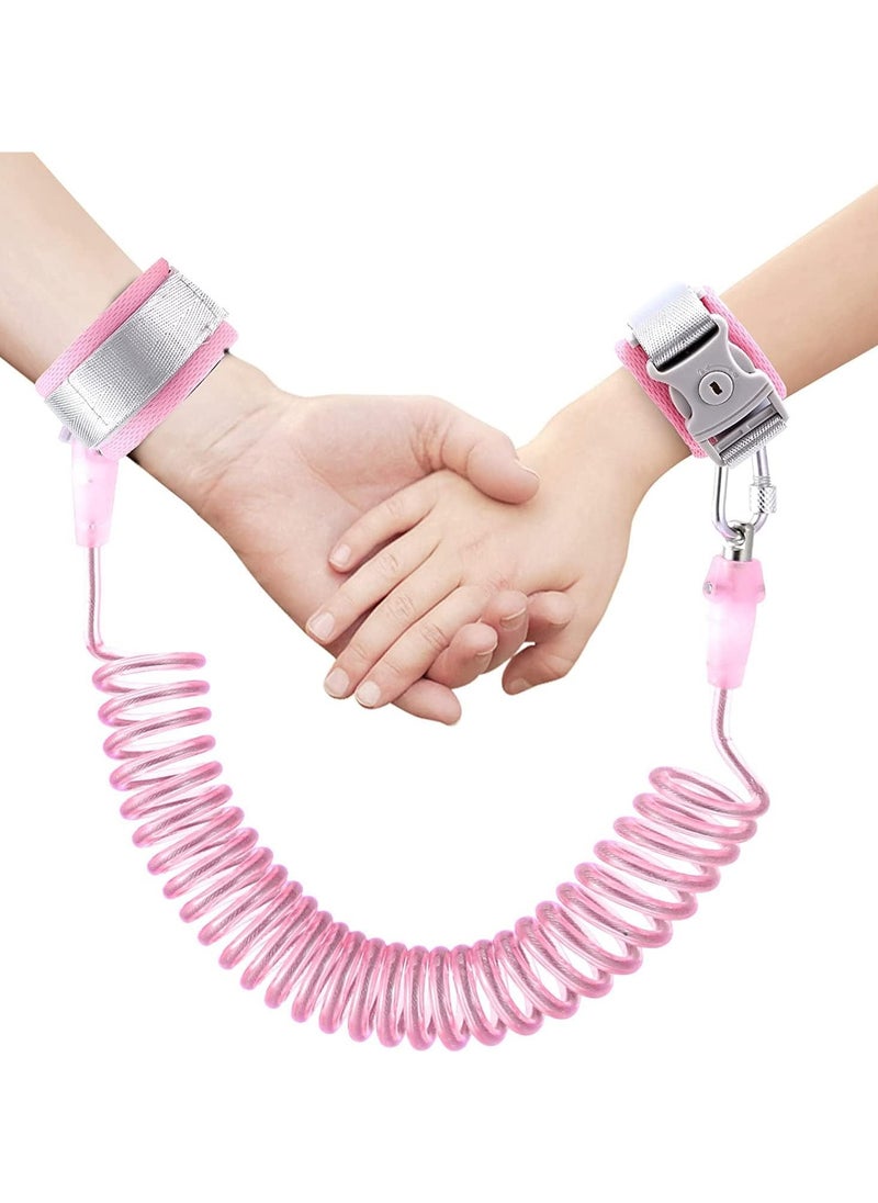 NNEWVANTE - Toddler Safety Harness Walking Leash, Anti Lost Wrist Link, Child Leash Secure Harness with Key Lock, Safety Wrist Leash for Kids Baby Boys and Girls 5 feet(Pink) - Image 1