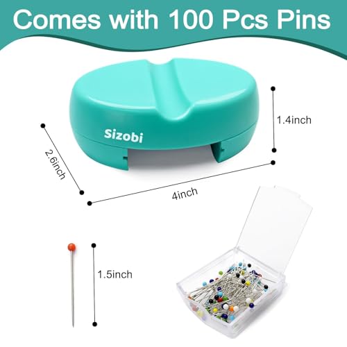 Sizobi Magnetic Pin Holder with 100 Pcs Ball Head Straight Pins, Magnetic Pin Cushions for Sewing, Sewing Supplies, Needle Magnetic Quilting Pins Holder Organizer, Bobby Pin Holder, Paper Clip Holder - Image 3