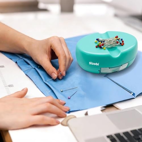 Sizobi Magnetic Pin Holder with 100 Pcs Ball Head Straight Pins, Magnetic Pin Cushions for Sewing, Sewing Supplies, Needle Magnetic Quilting Pins Holder Organizer, Bobby Pin Holder, Paper Clip Holder - Image 5