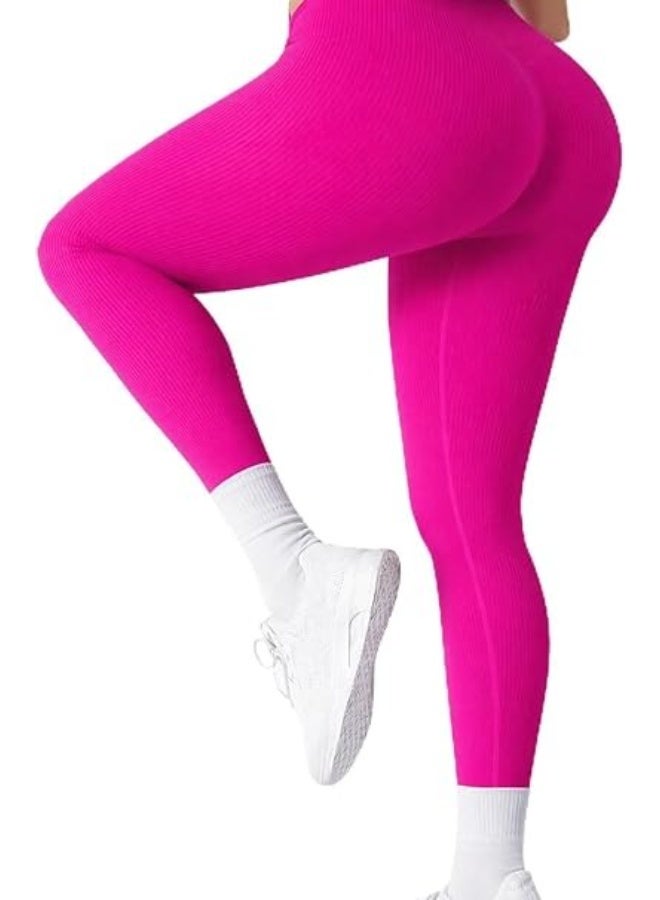 High Waist Ribbed Cotton Sports Leggings for Women and Girls Stretchy Breathable Activewear Comfortable Fit Up to 105 Kilo