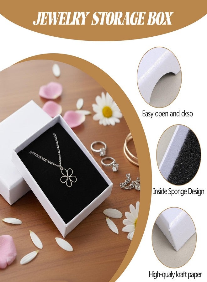 cobee 3 Pack Square Jewelry Boxes, Lids Necklace Boxes, Bracelet Earring Necklace Gift Box for Jewelry Gift Small Pendant Storage Case(white) - Image 3