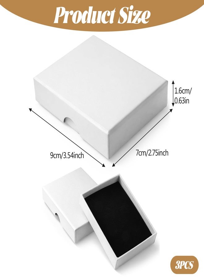 cobee 3 Pack Square Jewelry Boxes, Lids Necklace Boxes, Bracelet Earring Necklace Gift Box for Jewelry Gift Small Pendant Storage Case(white) - Image 2