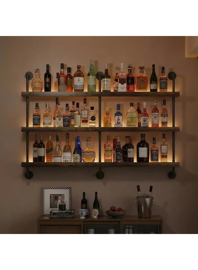 Woskar 5-Tier Wall Mounted Wine Rack, Industrial Pipe Bar Shelf for Wine Bottle Storage, Industrial Pipe Shelves Shelf Shelving for Home Bar Dining Room Kitchen (47.2" W x 47.2" H x 8.6" D) - Image 1