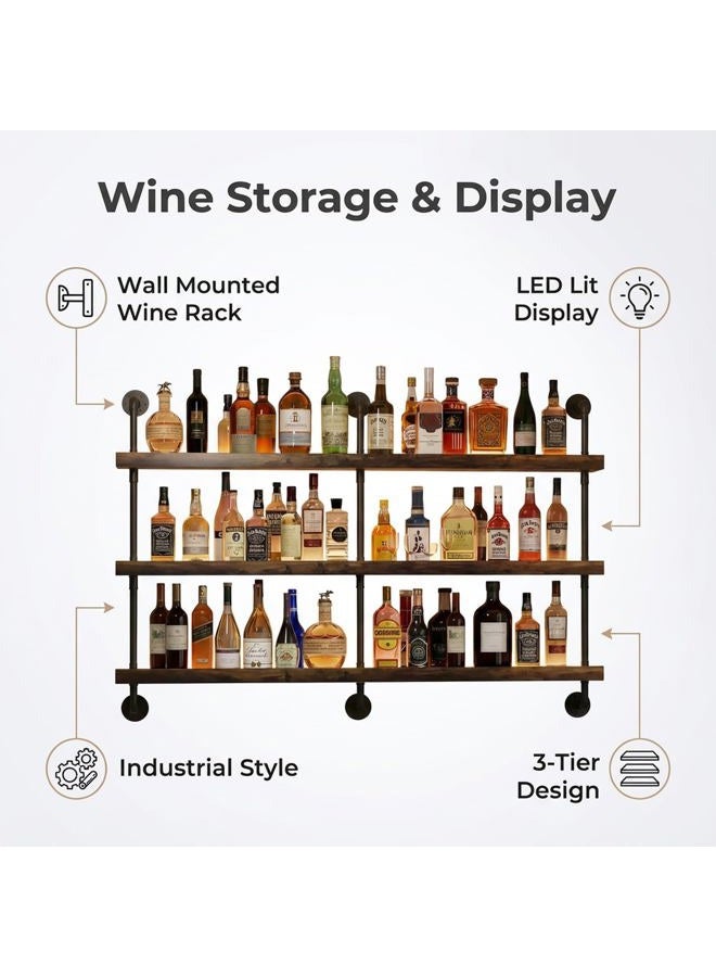 Woskar 5-Tier Wall Mounted Wine Rack, Industrial Pipe Bar Shelf for Wine Bottle Storage, Industrial Pipe Shelves Shelf Shelving for Home Bar Dining Room Kitchen (47.2" W x 47.2" H x 8.6" D) - Image 4