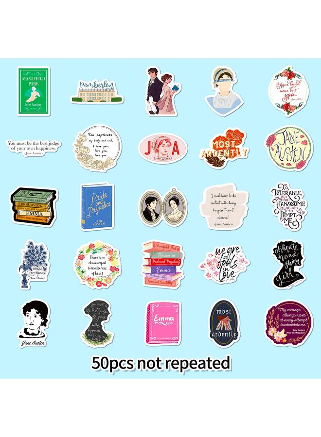 Bluejw New 50 Novelist Stickers English Decorative Stickers Trolley Case Water Cup Guitar Notes Waterproof Stickers - Image 4