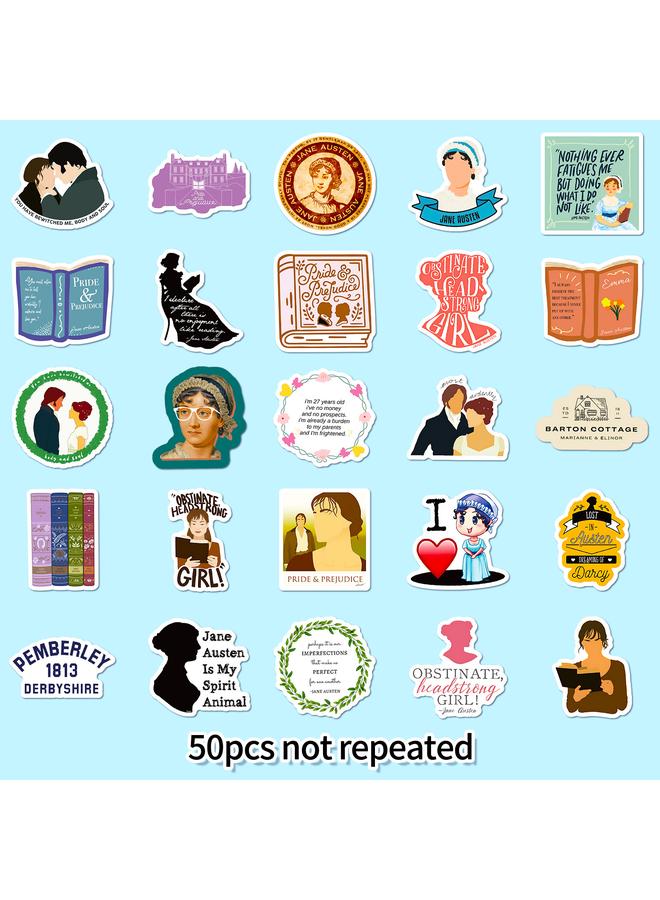 Bluejw New 50 Novelist Stickers English Decorative Stickers Trolley Case Water Cup Guitar Notes Waterproof Stickers - Image 5