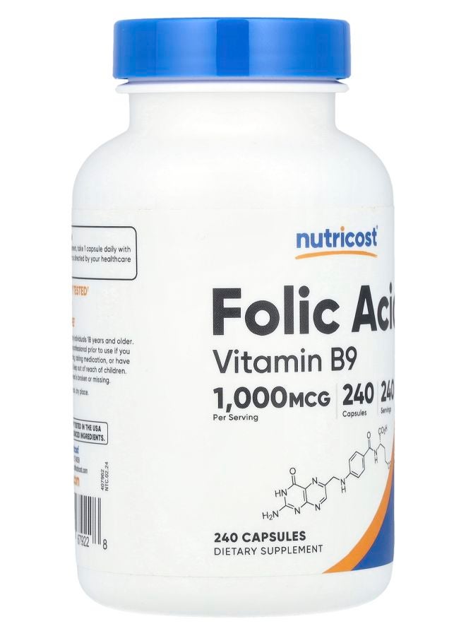 Nutricost Folic Acid 1000 mcg 240 Capsules - Image 2