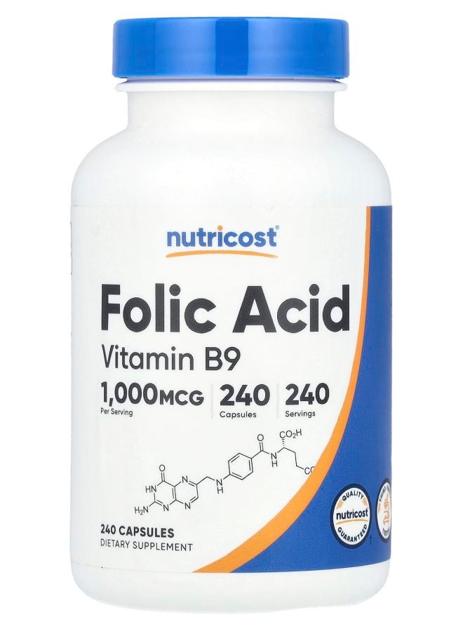 Nutricost Folic Acid 1000 mcg 240 Capsules - Image 1