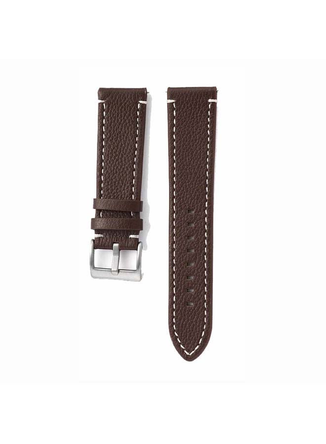 Perfii Genuine Leather Replacement Band for Samsung Galaxy Watch3 45mm Brown - Image 2