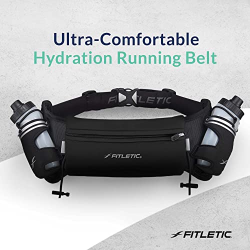 Fitletic Hydration Running Belt With Water Bottles For Men & Women – 2 Quick Flow 8oz Running Water Bottles, Patented Bounce Free Design, Water Resistant Pouch Fits All Phones – Hydra 16 - Image 5