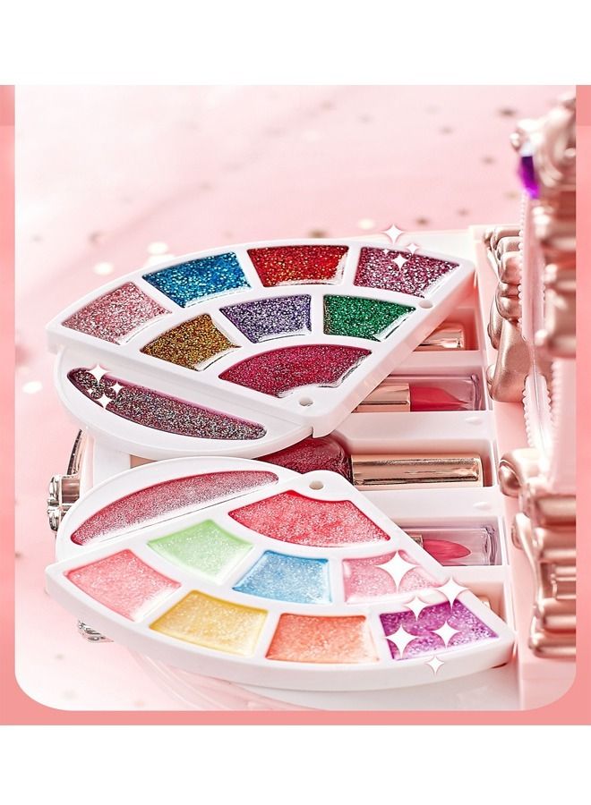 Girl Makeup Toy Simulation Cosmetics Set Pretend Play Nail Polish Lipstick Accessories with Doll Birthday Gift for Girls 48x18.5x34 cm - Image 5