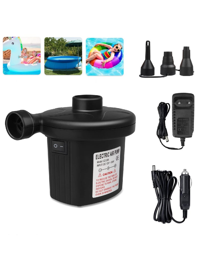 Electric Air Pump Air Mattress 2 In 1 Quick Inflate Deflate, Air Pump Electric Air Mattress Pump With 3 Air Nozzles, Portable Air Pump For Mattress Sofa Pool Paddling Pool Dinghy  - Image 1