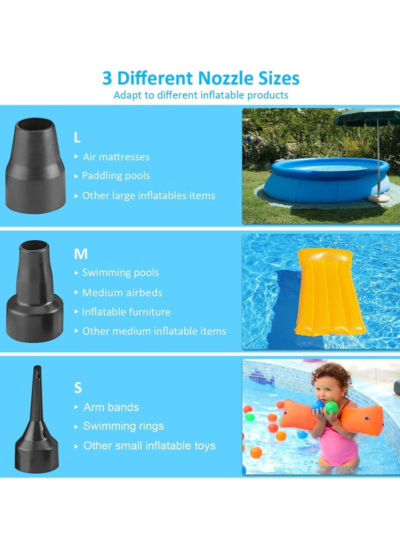Electric Air Pump Air Mattress 2 In 1 Quick Inflate Deflate, Air Pump Electric Air Mattress Pump With 3 Air Nozzles, Portable Air Pump For Mattress Sofa Pool Paddling Pool Dinghy  - Image 5