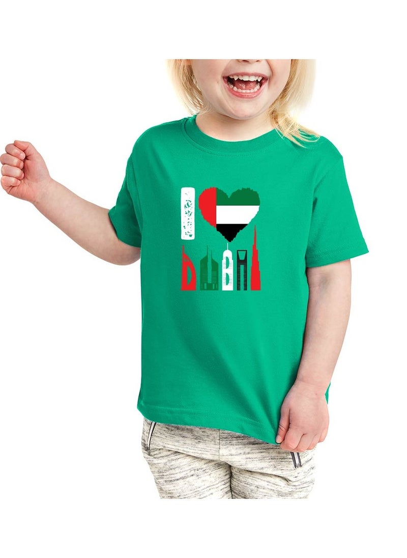 PRINTSHOP4ME - I Love Dubai Kids Girls T-Shirt - Round Neck with Short Sleeve - Girls Cotton T-Shirt -I Love Dubai -Printed T-Shirt - Perfect for Dubai Souvenir - Image 1