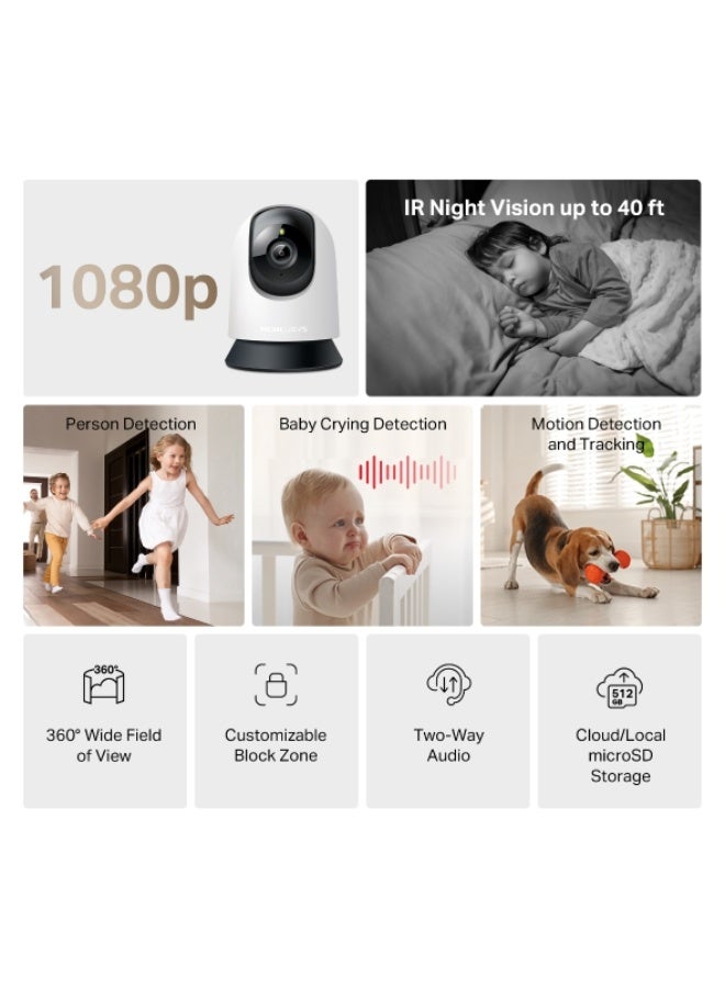 MERCUSYS MC200 Pan/Tilt Wi-Fi Home Security Camera – Full HD 1080p, 360° Coverage, microSD up to 512 GB - Image 2