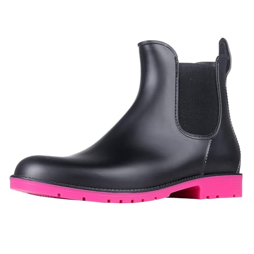 Asgard Women's Ankle Rain Boots Waterproof Chelsea Boots, Rose 39 (Size 8.5) - Image 1
