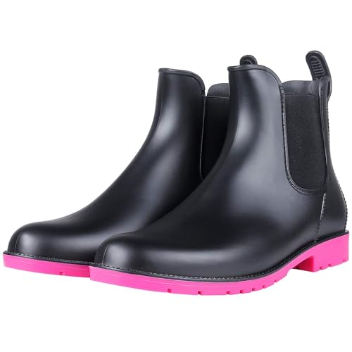 Asgard Women's Ankle Rain Boots Waterproof Chelsea Boots, Rose 39 (Size 8.5) - Image 2