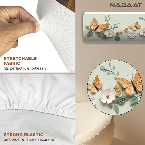 NABAAT AC Cover for Split 1.5 Ton Indoor Printed Air Conditioning Wall Mounted Dust Cover Folding Designer (38”x 12”x 9”), Yellow Butterfly - Image 5