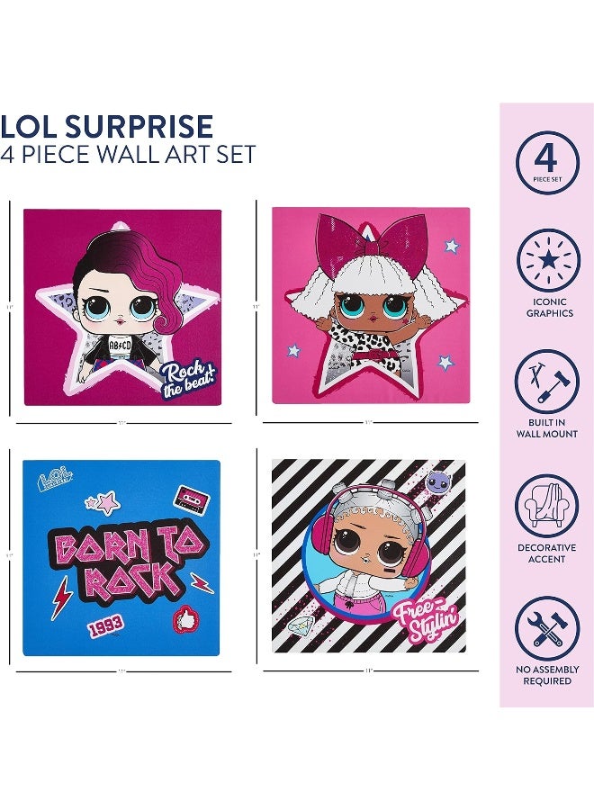 Idea Nuova LOL Surprise 4 Pack Canvas Wall Art, Pink - Image 2