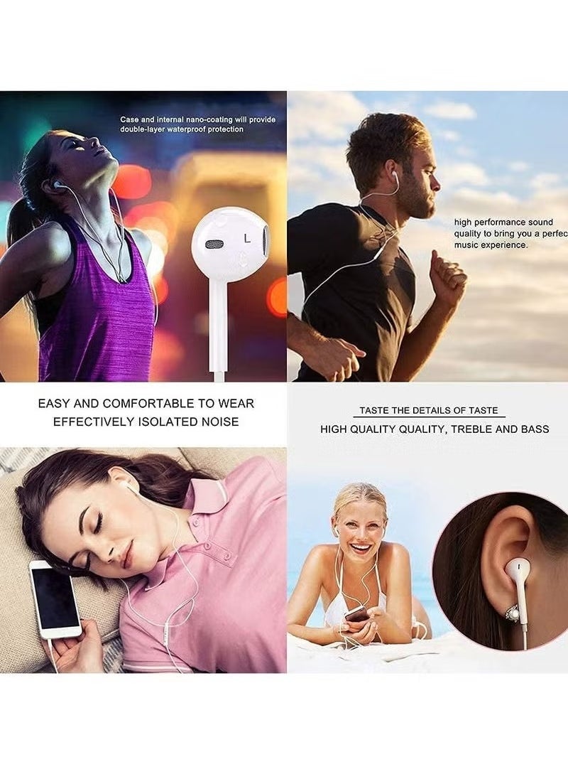 Generic - White Lightning Wired Earphones for iPhone 7/8 Plus/X/XS/XR/11/12 Pro Max | In-Ear Headphones with Built-in Mic & Remote | Noise-Isolating, High-Definition Sound | Tangle-Free, Plug & Play Lightning Connector for iOS Devices - Image 1
